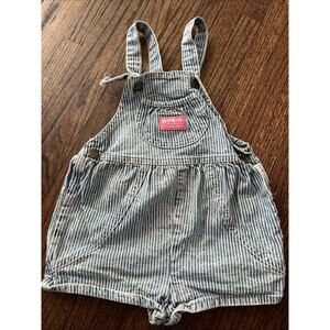Vintage Oshkosh Acid Wash Bubble Romper Toddler Overalls Shortalls Size 5